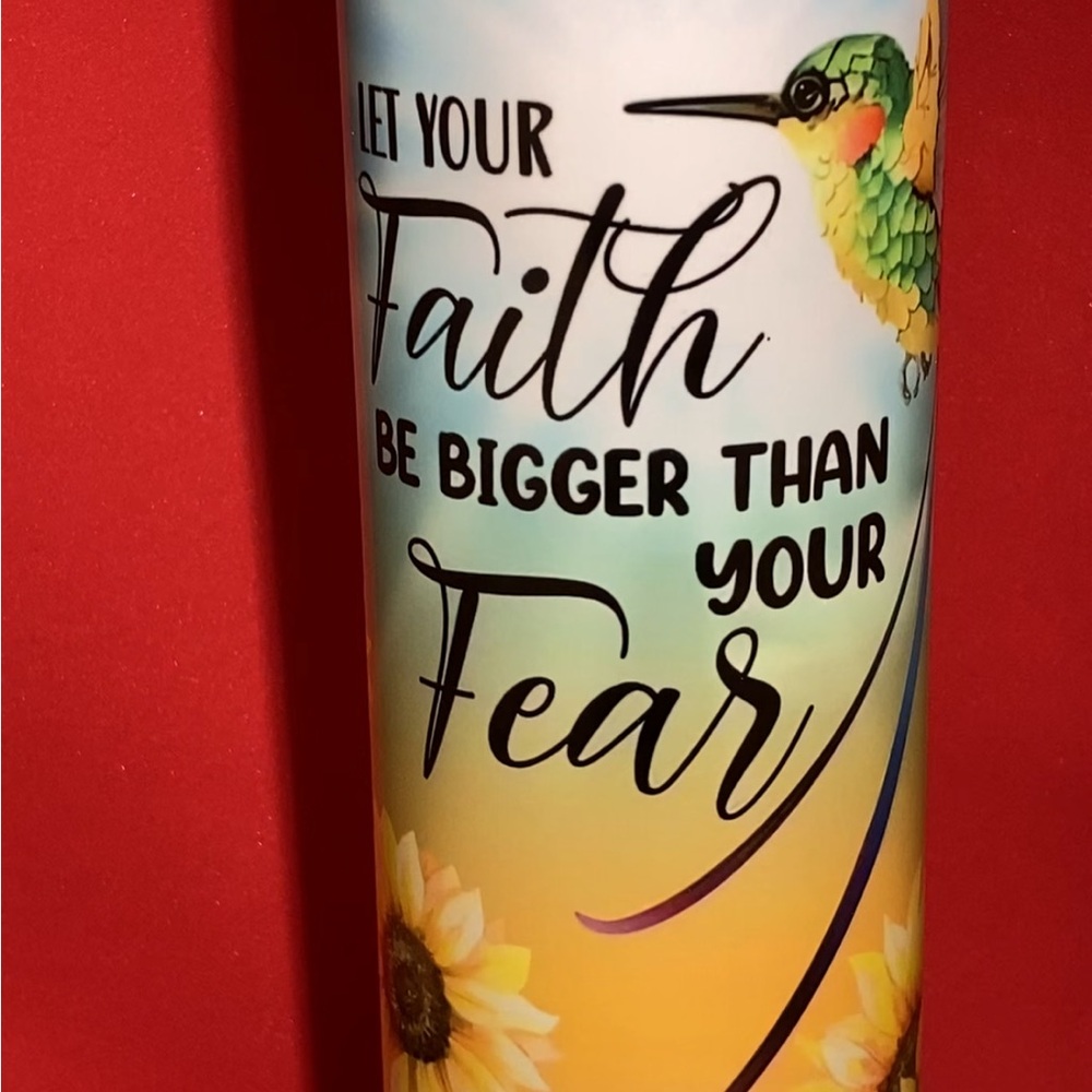 Inspirational Tumbler with Hummingbird and Sunflower Design